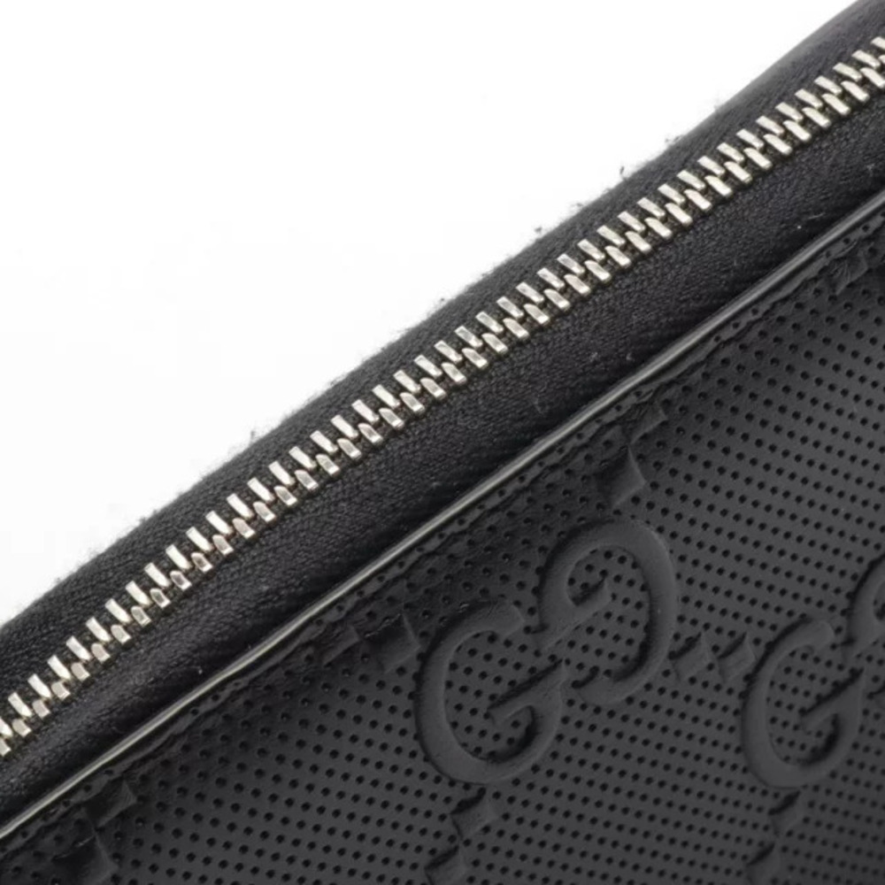 Gucci Leather Embossed GG Long Black Round Wallet - Picture 5 of 5